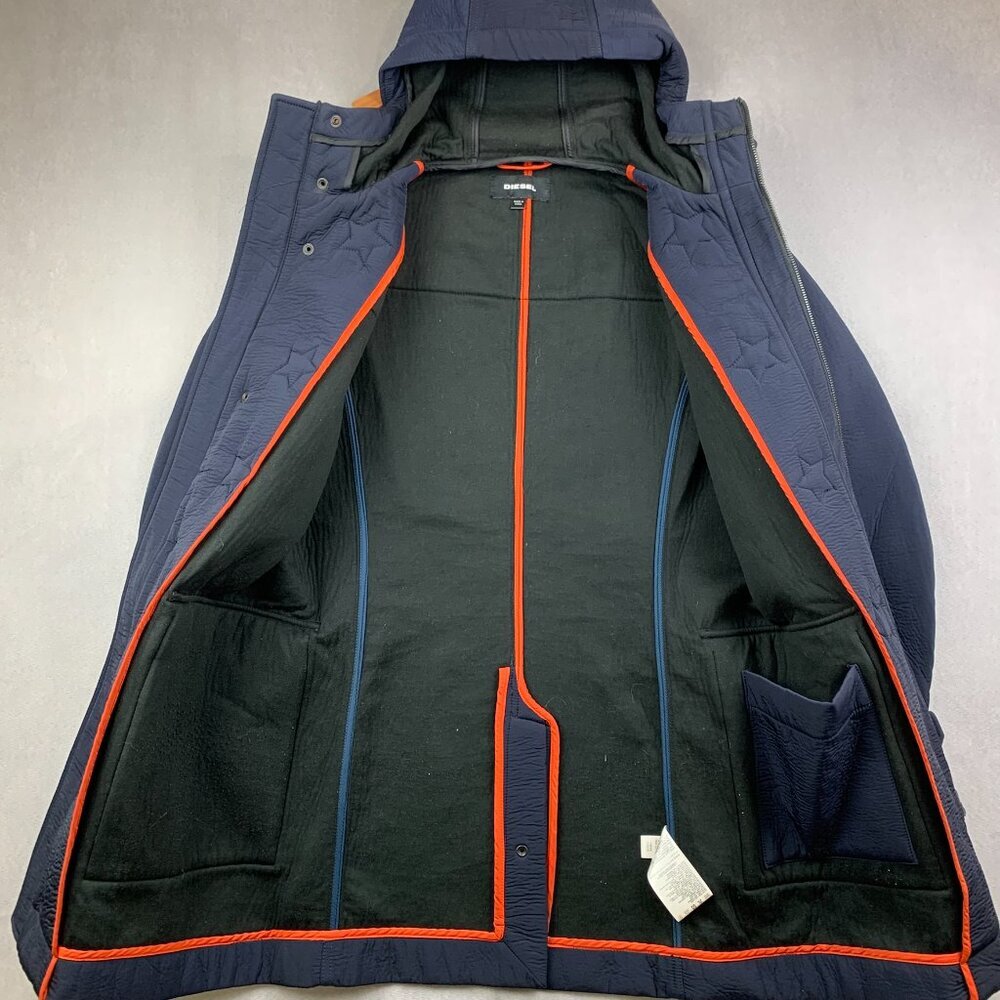 Diesel Mens Winter Jacket Small Navy Blue Full Zip Hooded W Kross Parka Nylon - Picture 6 of 16